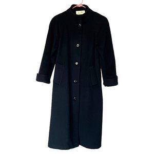Beau Brem Womens Vintage Long Wool Coat Size Est M/L Black Peacoat Trench READ